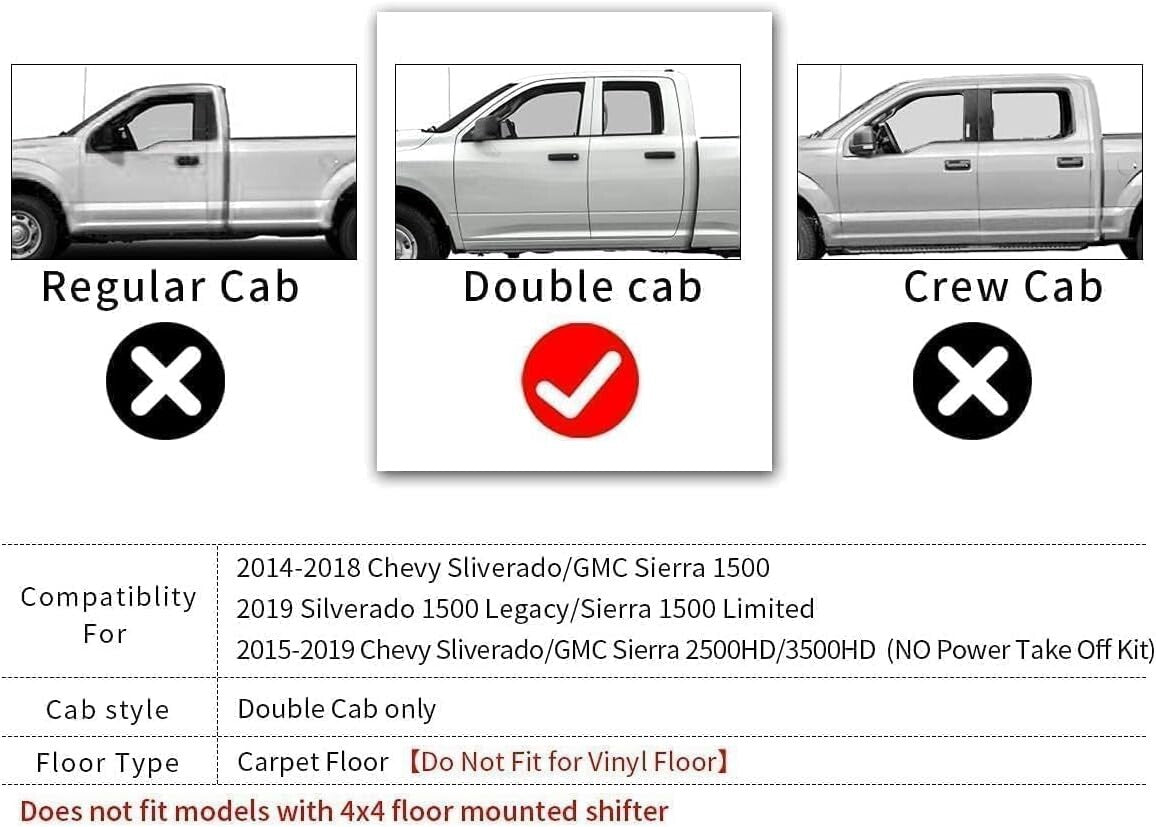 Custom Fit All Weather Floor Liners for 2014-2019 Silverado/Sierra Double Cab