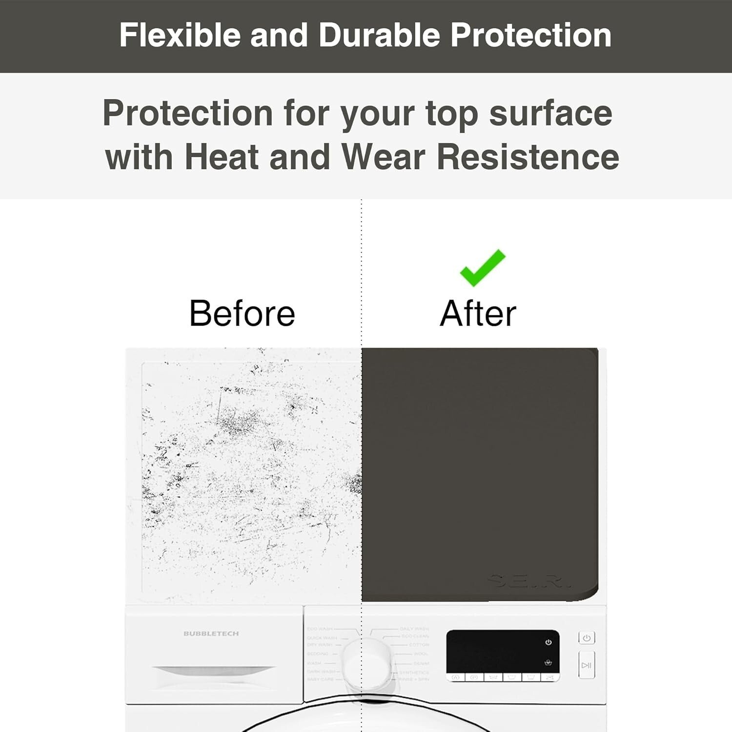 Durable Non-Slip Silicone Washer & Dryer Covers - 26" x 26" Waterproof Design