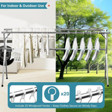 Load image into Gallery viewer, 95-Inch Heavy Duty Stainless Steel Clothes Drying Rack with 20 Windproof Hooks