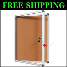 Load image into Gallery viewer, Compact Lockable Cork Board for Offices &amp; Schools - 20"x14" Display Case
