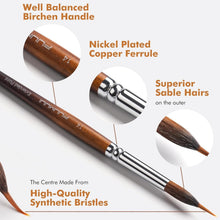 Load image into Gallery viewer, Professional 9pc Watercolor Brush Set with Ergonomic Handles &amp; Extended Needles