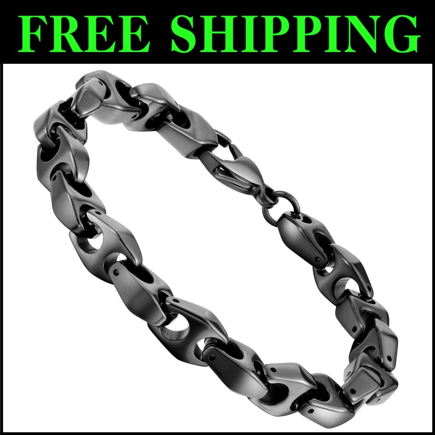 Stylish Men's Tungsten Carbide Bracelet - Heavy 3-Sided Links, Polished Finish
