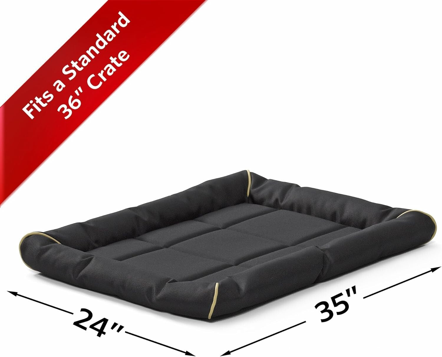 Maxx 36-Inch Water-Resistant Dog Bed with Non-Slip Base for Crate Comfort