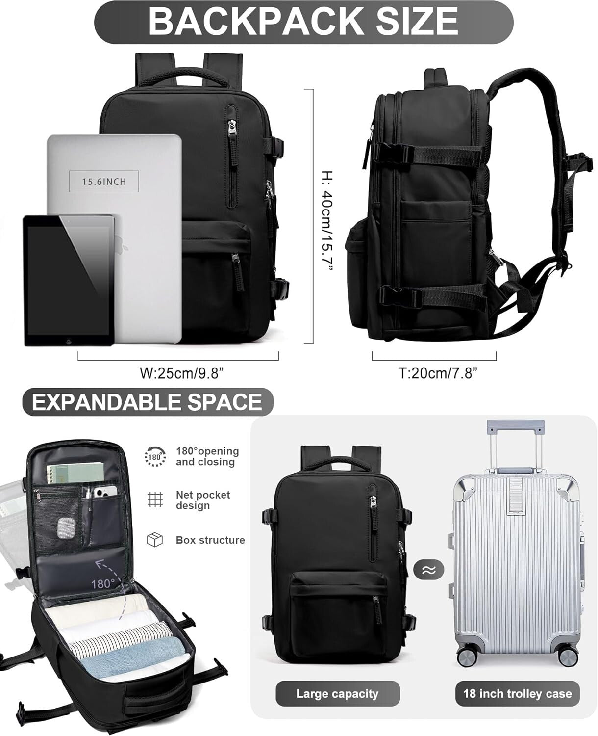 Stylish Carry-On Travel Backpack for Men and Women - Perfect for Professionals