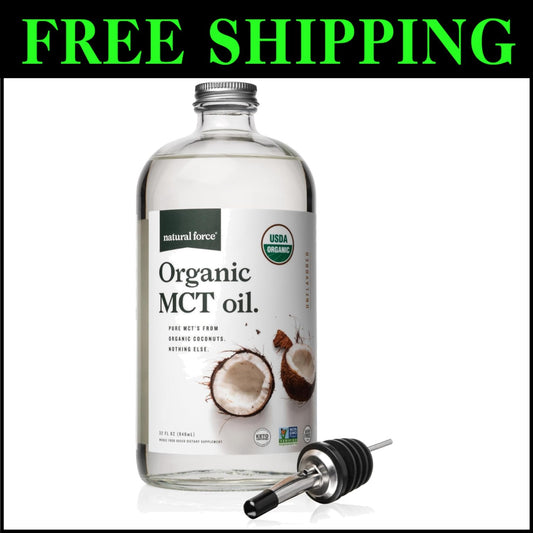 Organic MCT Oil - 32oz Glass Bottle, High-Quality Coconut Oil with 14g MCT