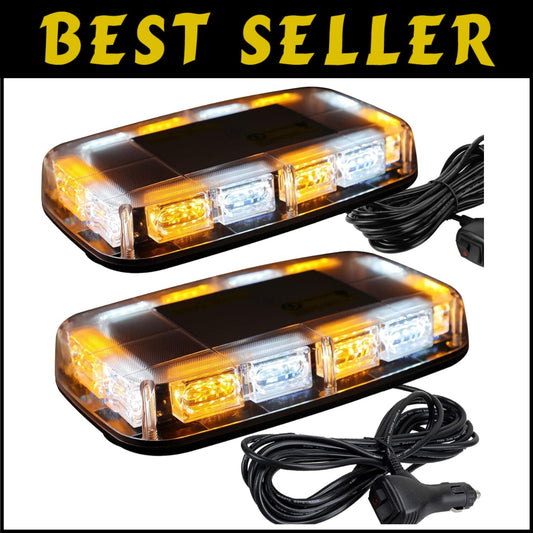 2pcs 48 LED Strobe Lights with Magnetic Base for Construction & Emergency Use