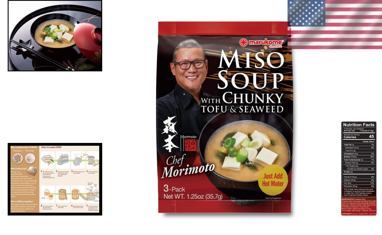 Chef Morimoto Premium Miso Soup with Tofu & Seaweed - 12 Pack (1.25 Oz Each)