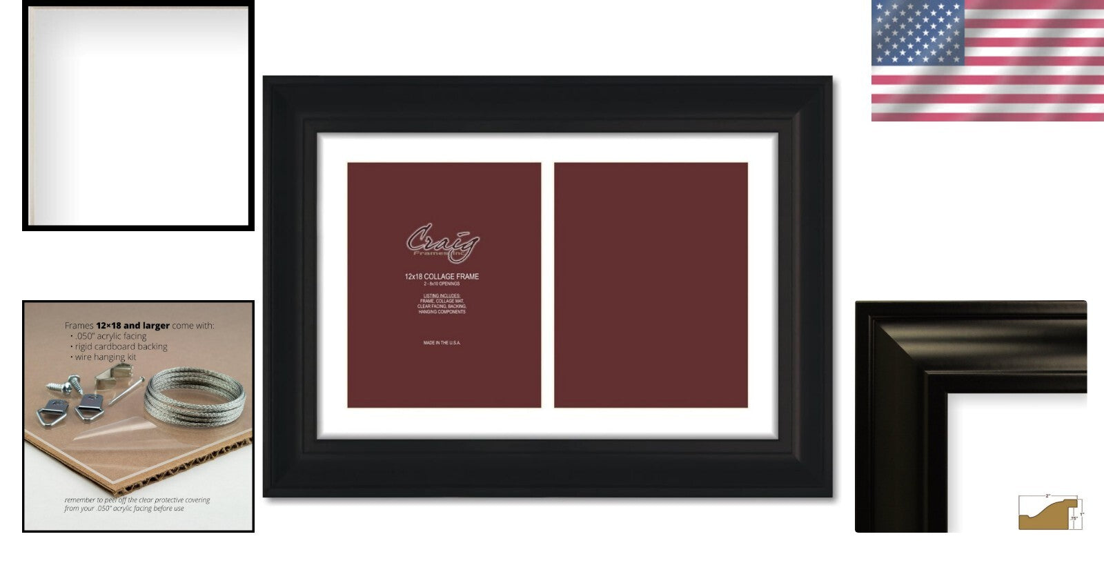 Elegant Black Wood 12x18 Photo Frame with 2-Opening Mat for Cherished Memories