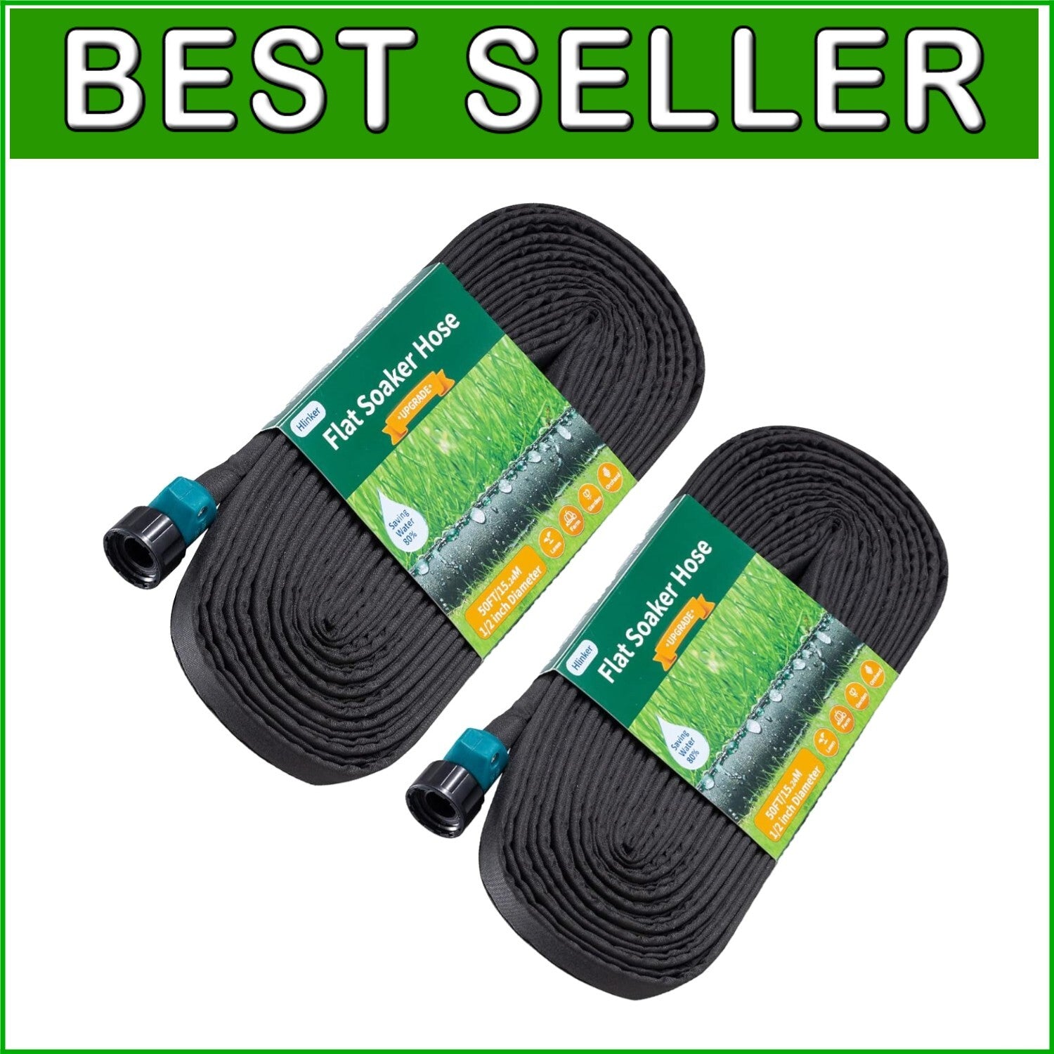 Eco-Friendly 100FT Flat Soaker Hose for Efficient Drip Irrigation, Linkable