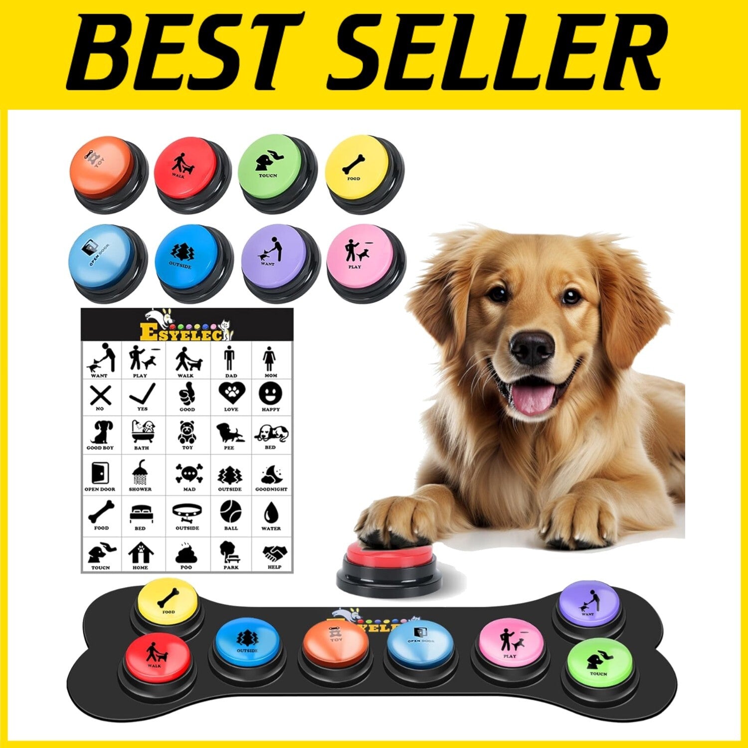 Interactive Dog Communication Button Starter Pack - 8 Colors with Scene Stickers
