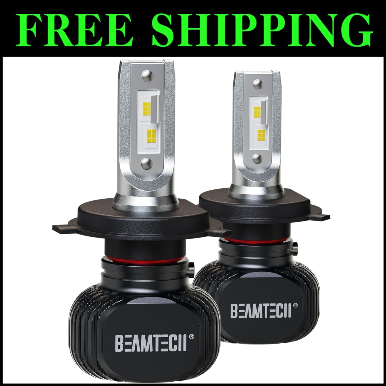 H4 S1 Series 900-3 Fanless Fog Light Bulbs - 300% Brighter, 6500K White, 2 Pack