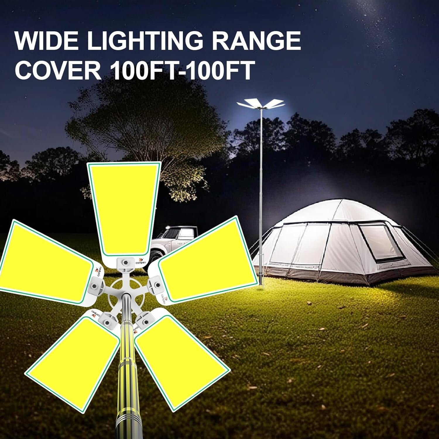 Durable 25000 Lumen LED Camping Light with Adjustable Height and Remote Control