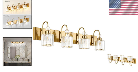 Contemporary 4-Light Bathroom Wall Lighting with Crystal Shades & Touch Control