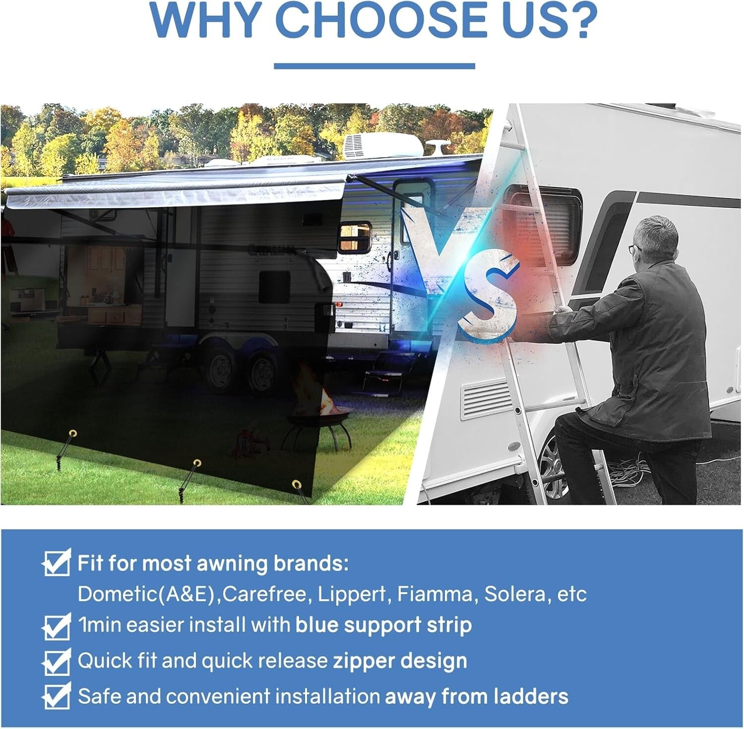 Lightweight RV Awning Shade Screen 9'x19'3'' - Ultimate Sun Protection & Comfort