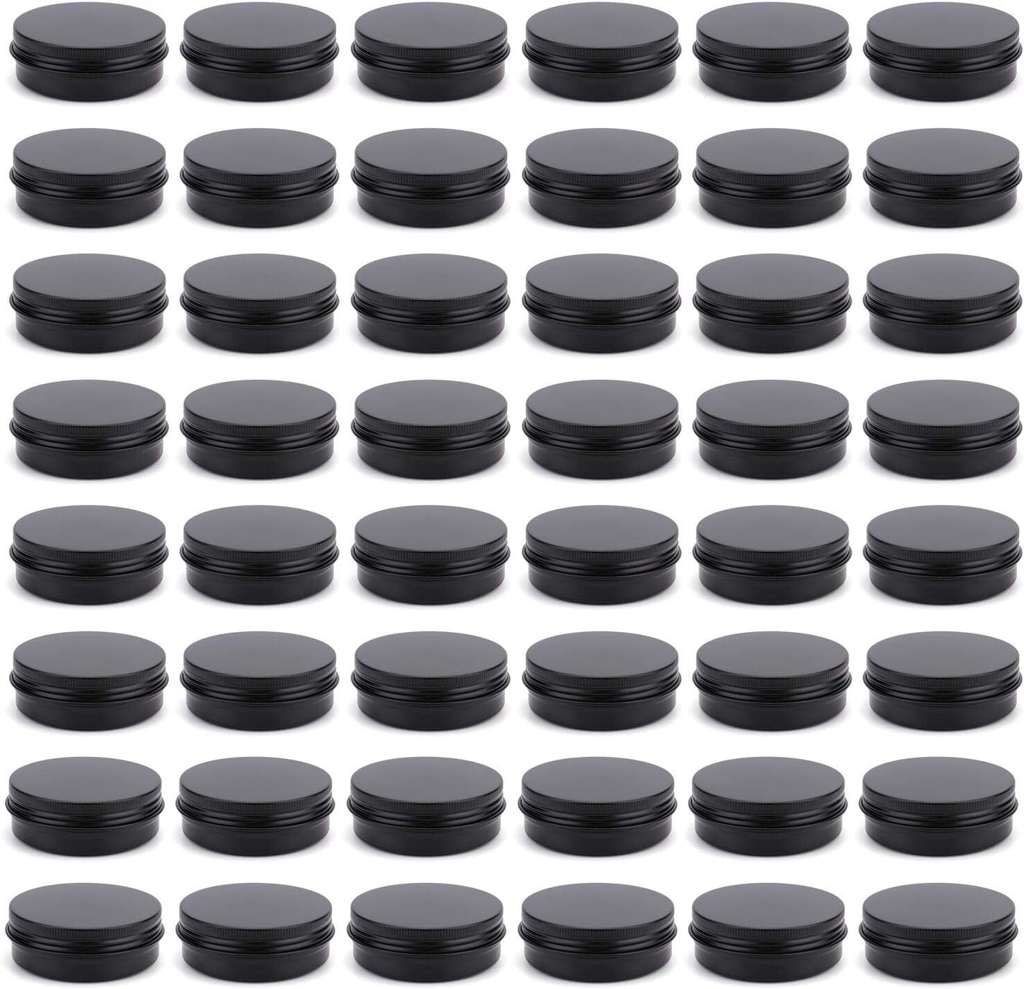 Compact Round 4 oz Matte Black Aluminum Tins - 48 Pack Storage for Crafts