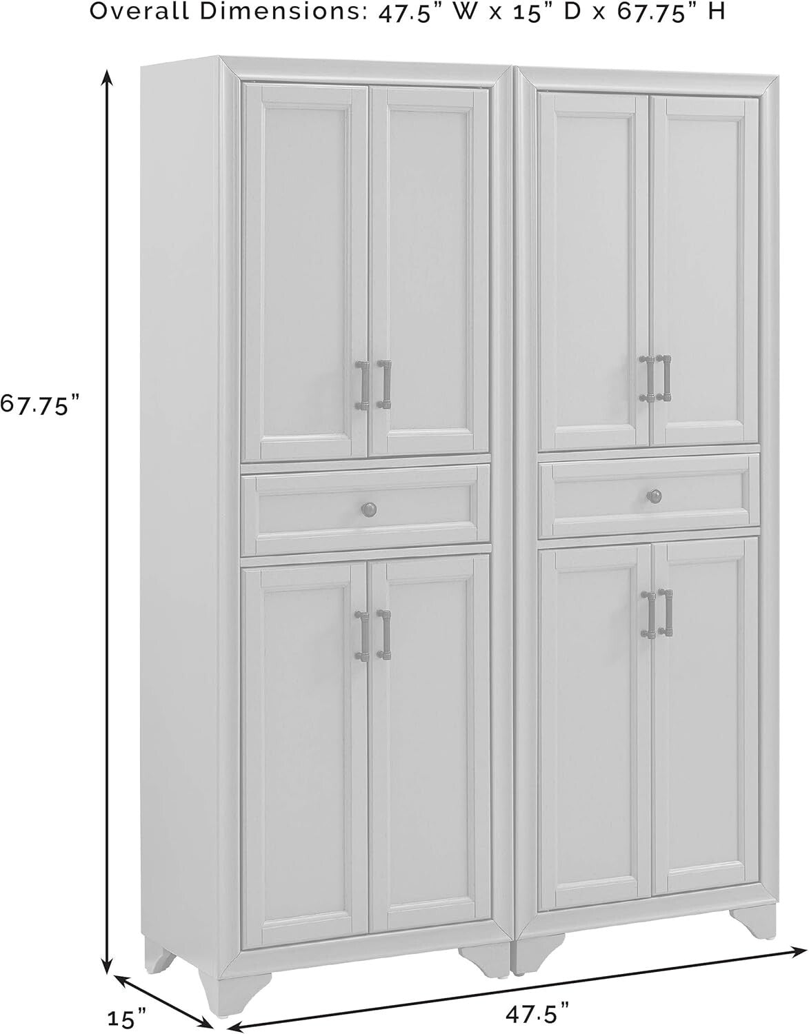 Charming 2-Piece Pantry Storage Duo with Adjustable Shelves in Distressed White