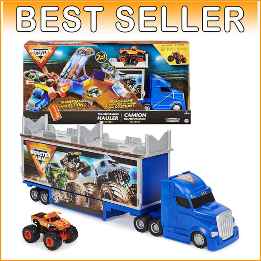 Exclusive El Toro Loco Monster Truck and Transforming Hauler Playset for Ages 4+