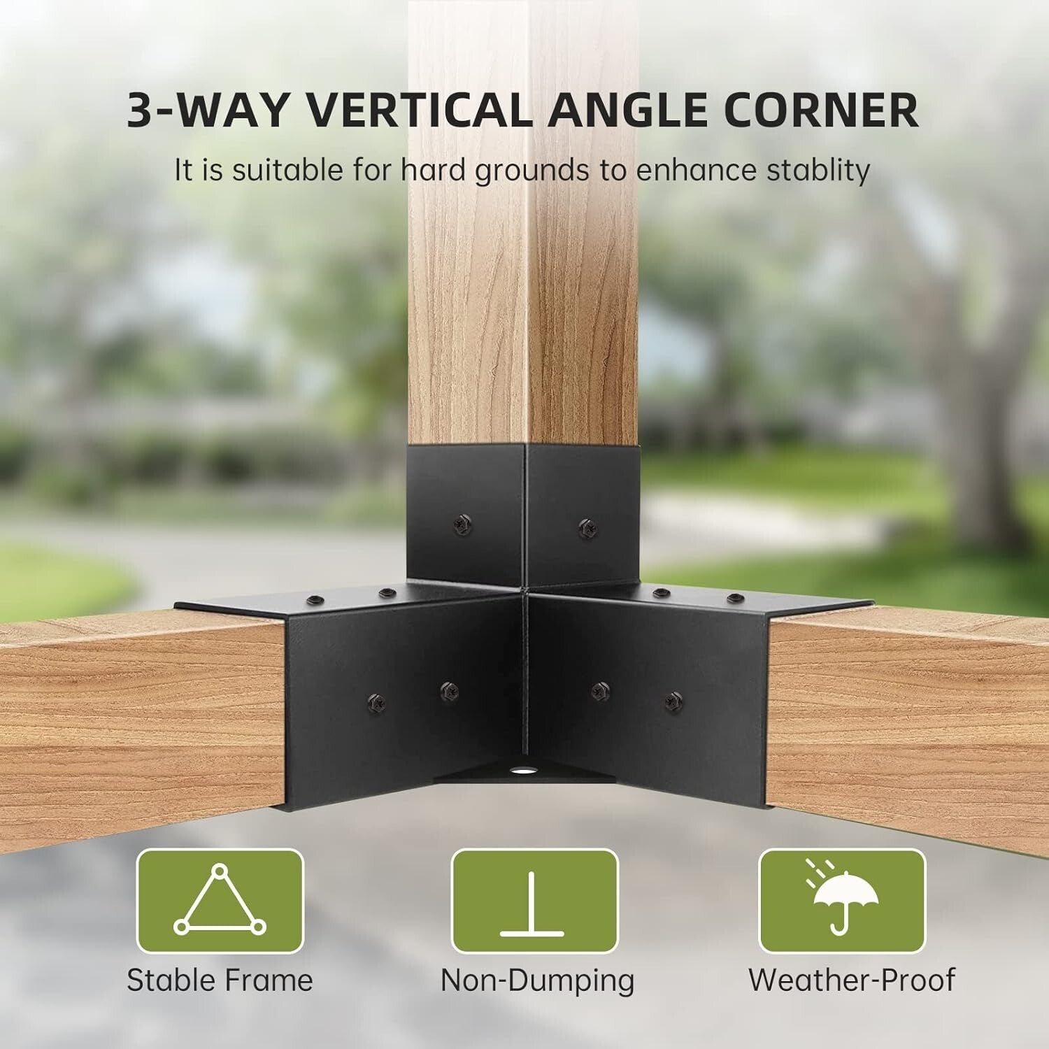 Heavy-Duty 3-Way Right Angle Corner Brackets for Elegant Gazebo Construction