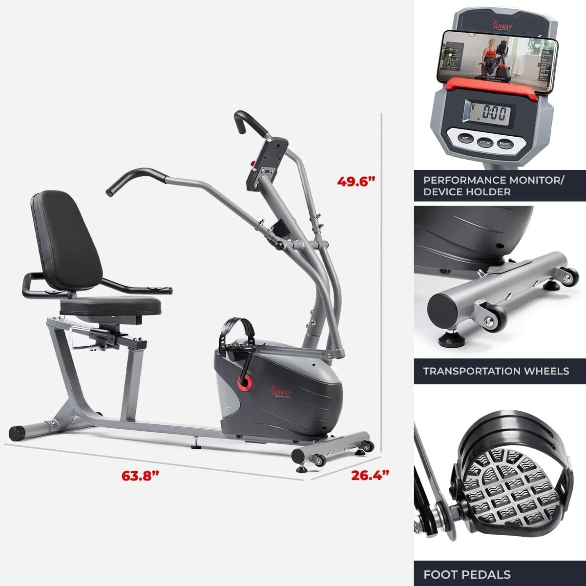 Full-Body Recumbent Bike for Seniors with Magnetic Resistance & Digital Monitor