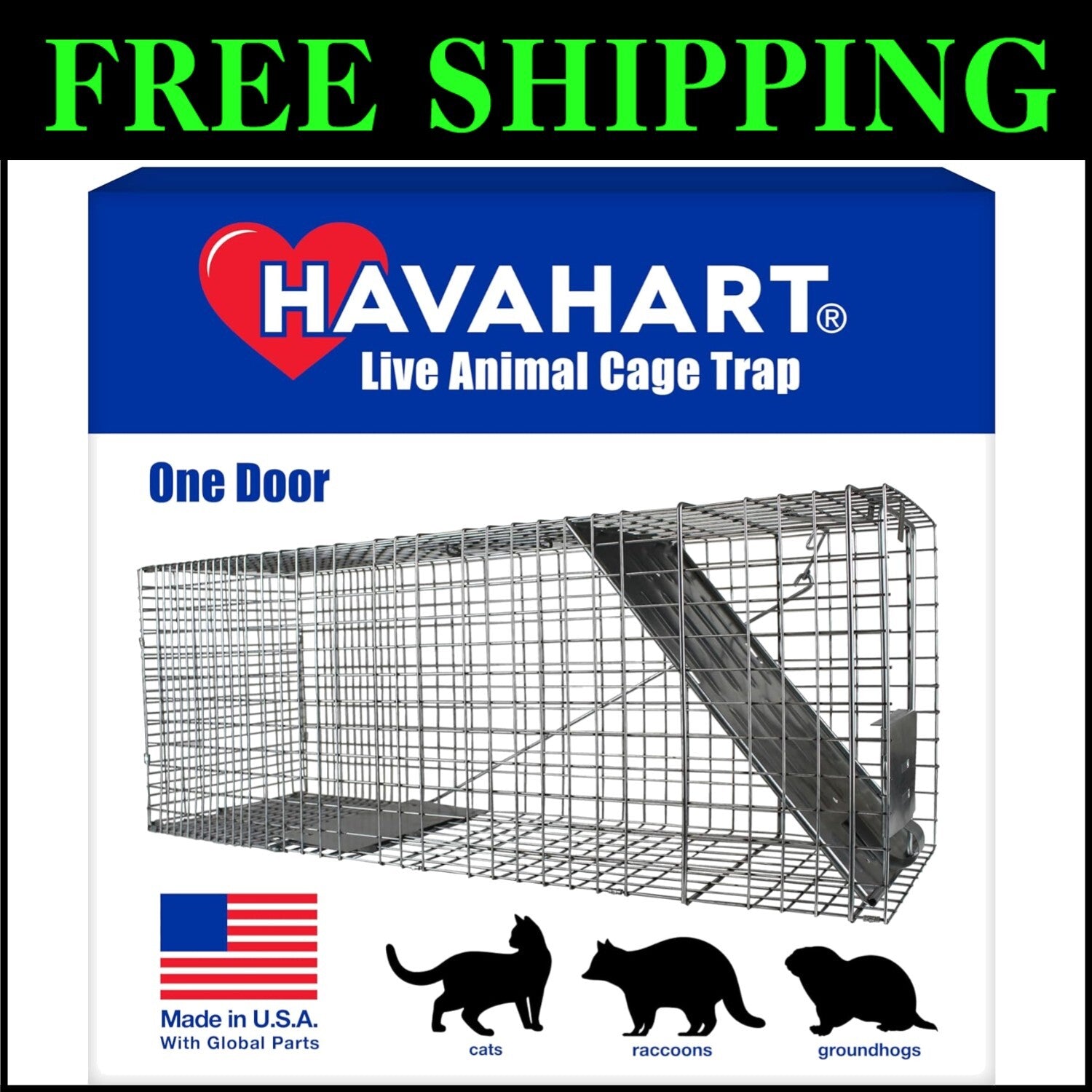 Professional Quality 1-Door Humane Animal Trap - Safe for Cats, Raccoons & More