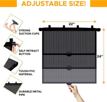 Load image into Gallery viewer, Hassle-Free Privacy with Retractable Baby Car Window Shades - 22" x 24" Size