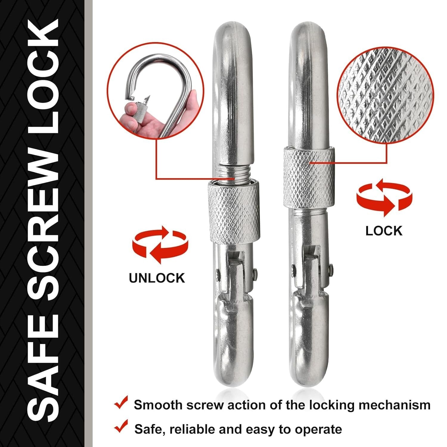 Premium 304 Stainless Steel Screw Lock Carabiner Clips – 15 Pack for Adventures