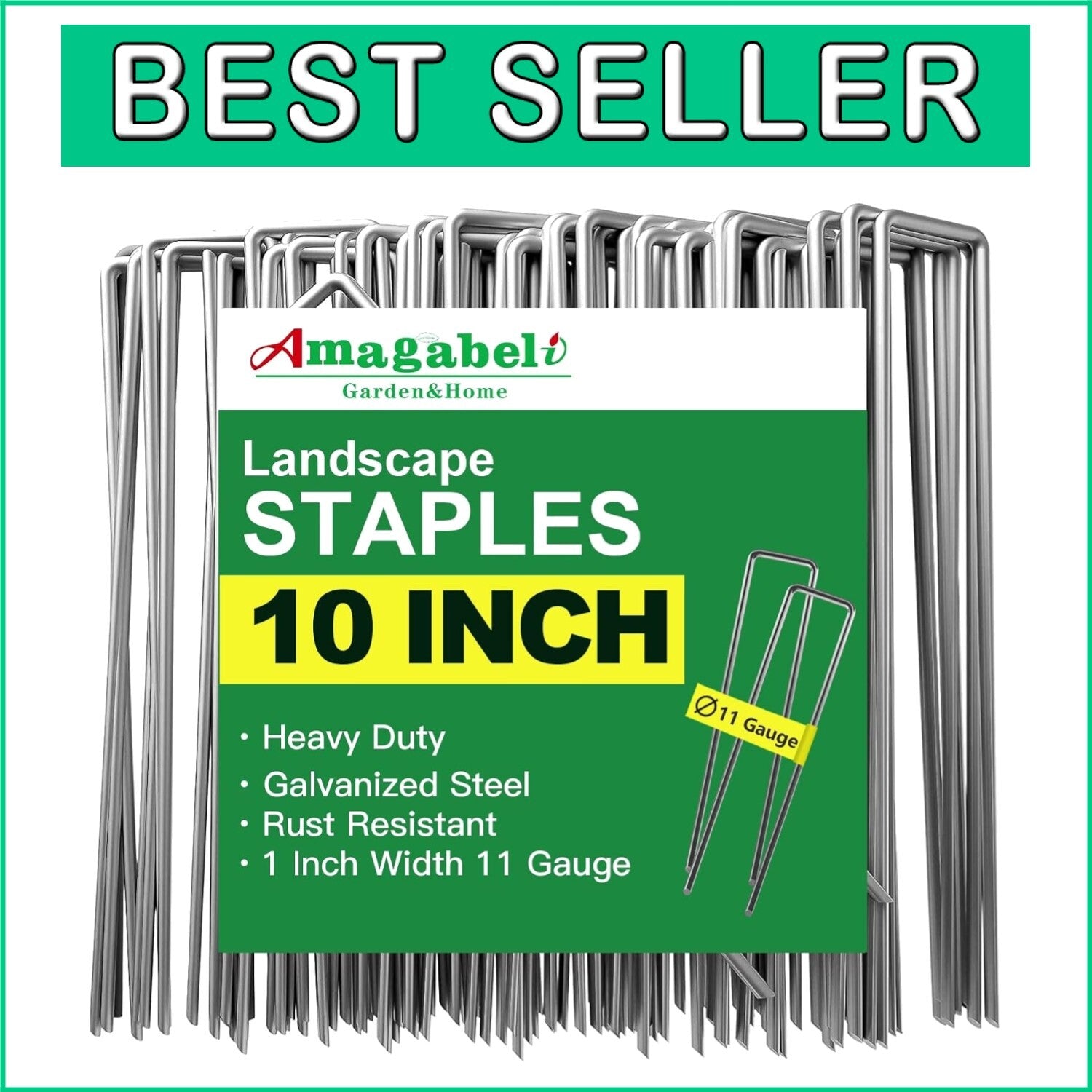 200 Pack 10-Inch Heavy-Duty Galvanized Landscape Staples for Garden & Fabric