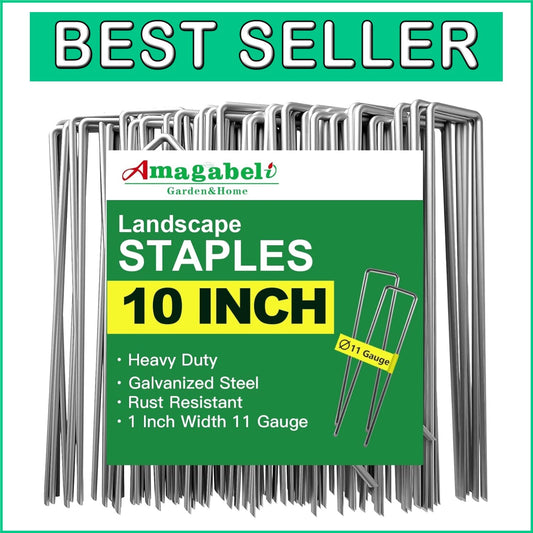 200 Pack 10-Inch Heavy-Duty Galvanized Landscape Staples for Garden & Fabric