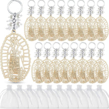 Load image into Gallery viewer, Set of 50 Our Lady of Guadalupe Wood Keychains in Organza Bags for Baptism
