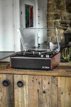 Load image into Gallery viewer, Versatile Espresso Turntable: 3-Speed, Bluetooth, with Hi-Fi Speakers Included
