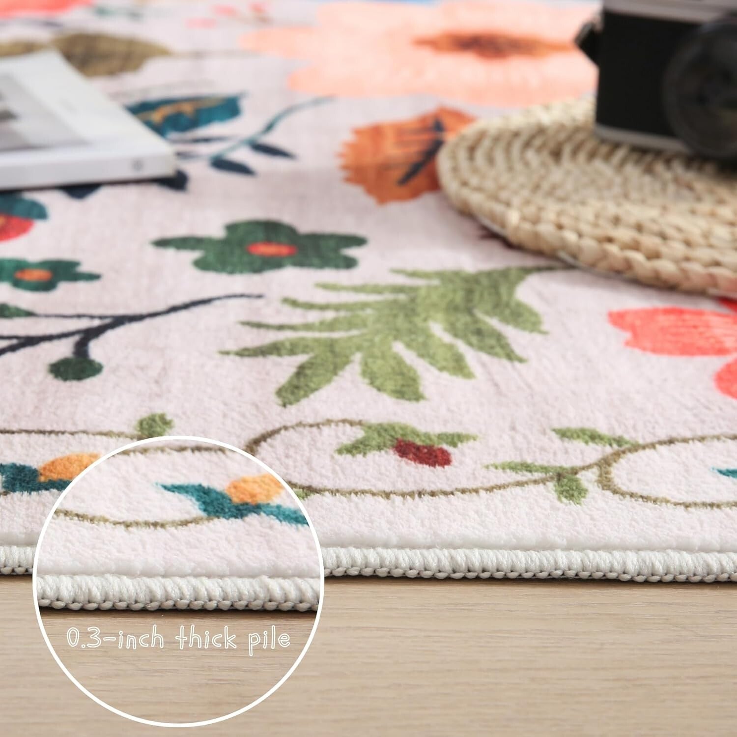 Kid & Pet-Friendly 6ft Washable Round Rug - Soft Low Pile for High Traffic