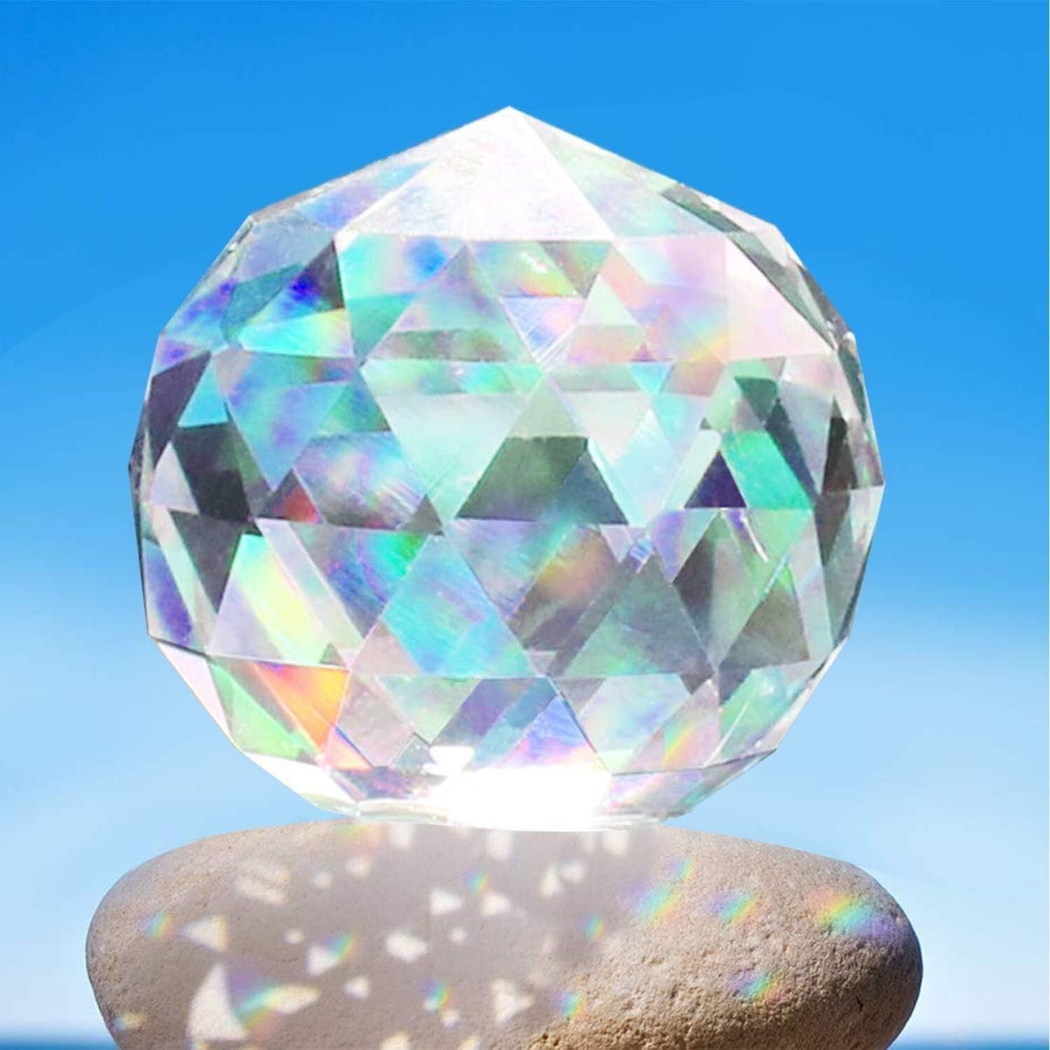 Elegant Faceted Glass Crystal Ball Prism for Decorative Rainbows & Feng Shui