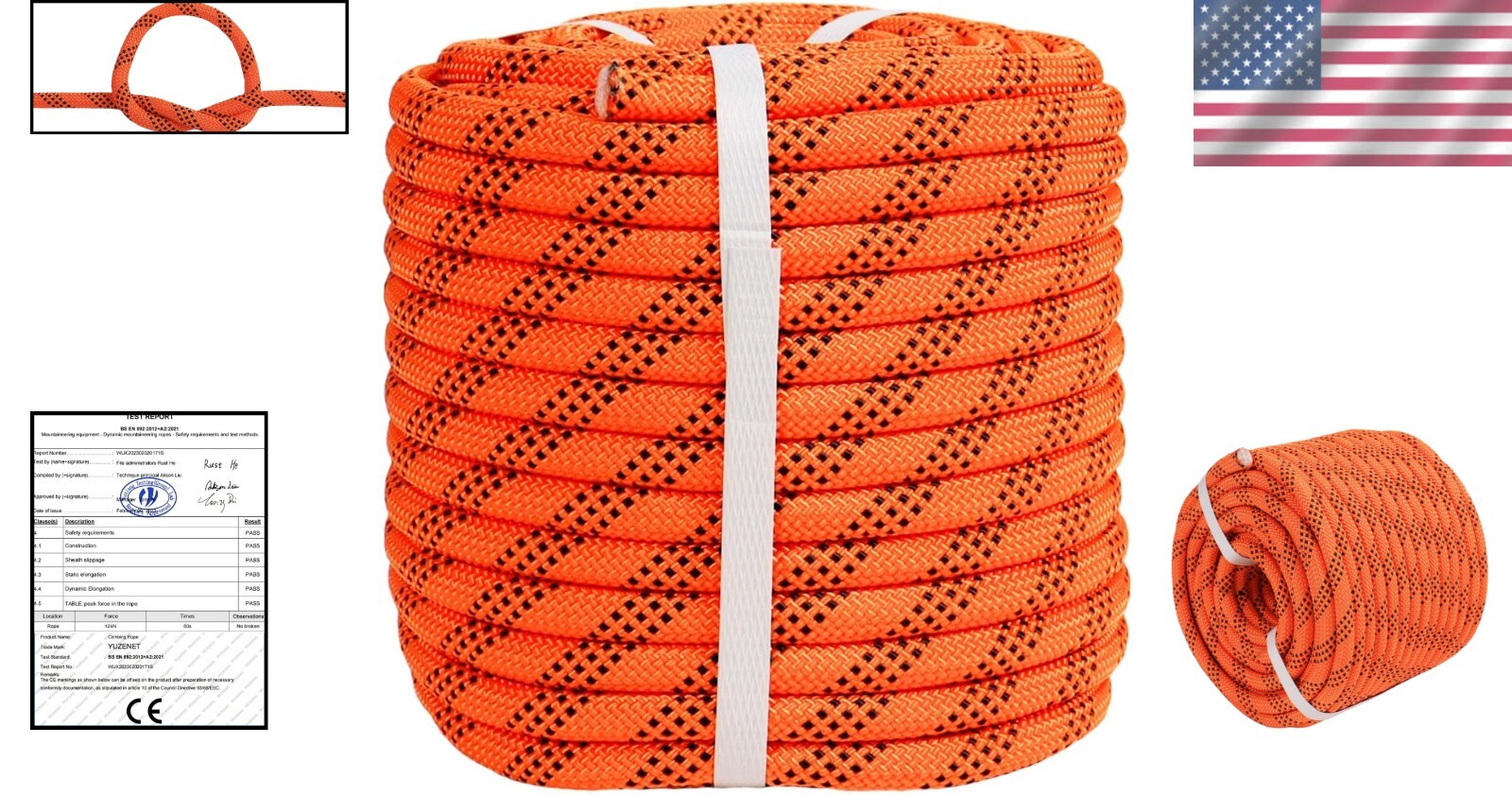 Vibrant Braided Polyester Arborist Rope - 3/8" x 150 ft for Climbing and Camping