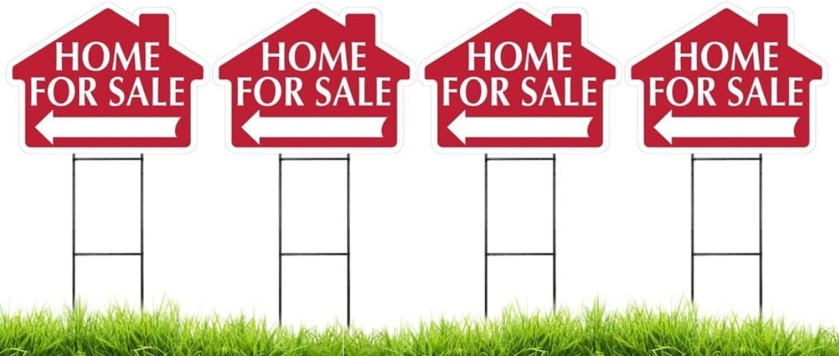 Double-Sided Home for Sale Sign Set - Includes Stands & Large Directional Arrow
