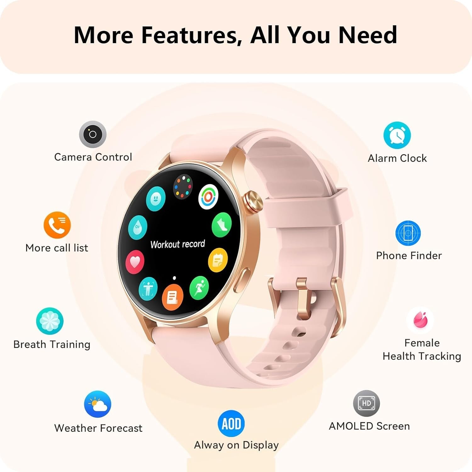 Women’s Smart Fitness Watch - AI Voice Control, Sleep Monitor & Custom Dials