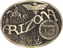 Load image into Gallery viewer, Arizona Heritage Oval Antiqued Patina Western Belt Buckle - Cast Brass Elegance
