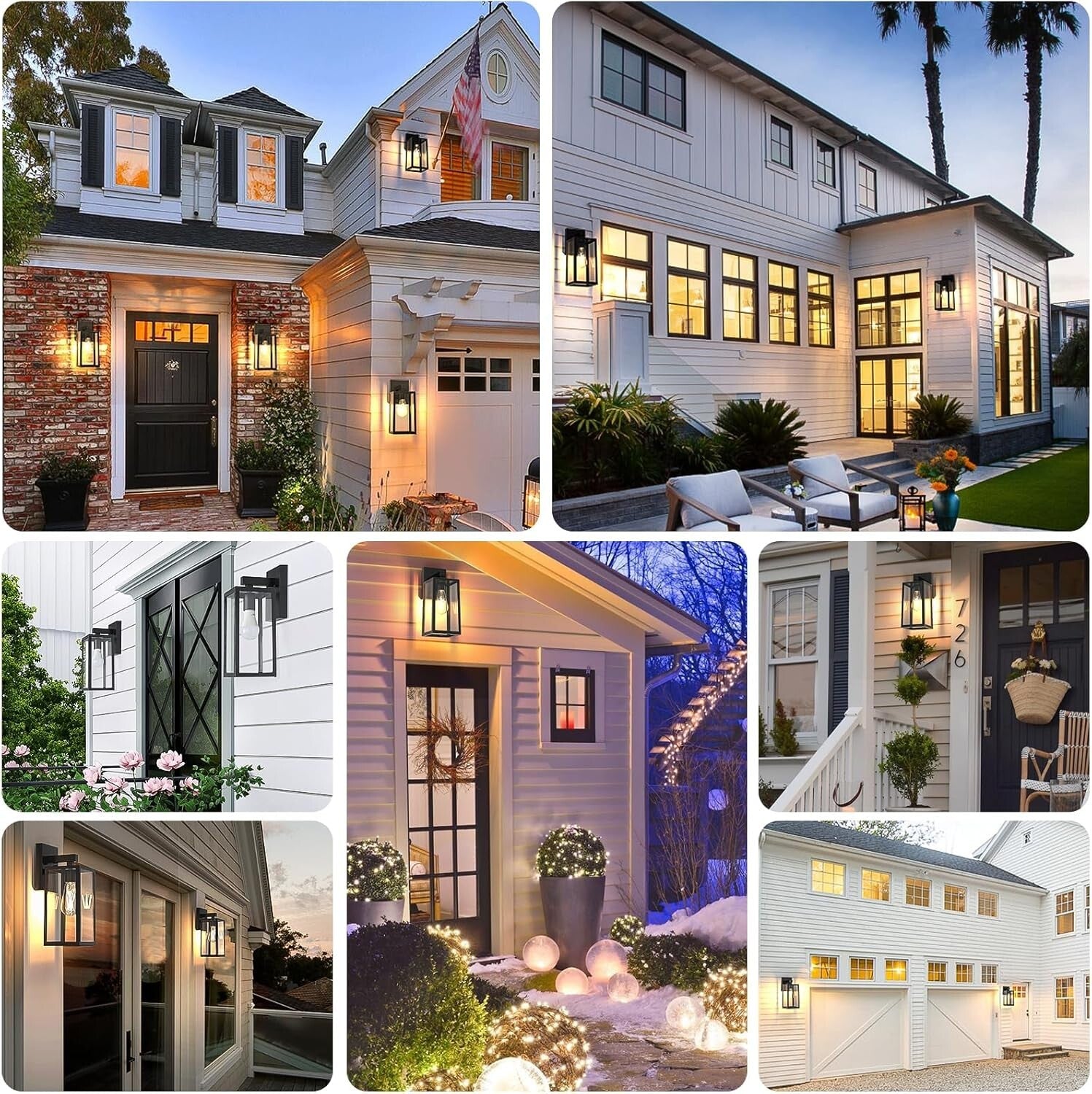 Energy-Efficient Waterproof Wall Mount Lights - Modern Black Sconces 2 Pack