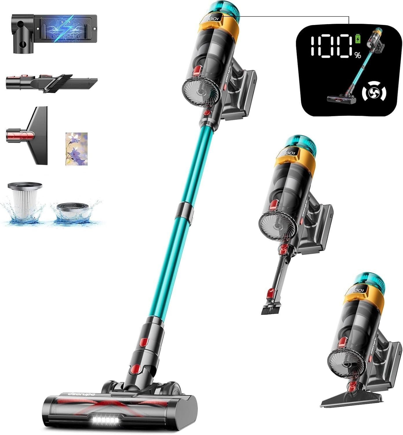 Compact Cordless Vacuum – 550W with Anti-Tangle Brush, Ideal for Pets & Carpets