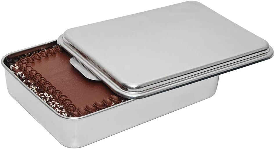 Multi-Purpose Stainless Steel 9x13 Cake Pan - Ideal for Baking and Storing