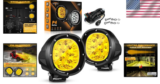IP68 Waterproof LED Amber Fog Lights - 90W Spotlights for Off-road Adventures