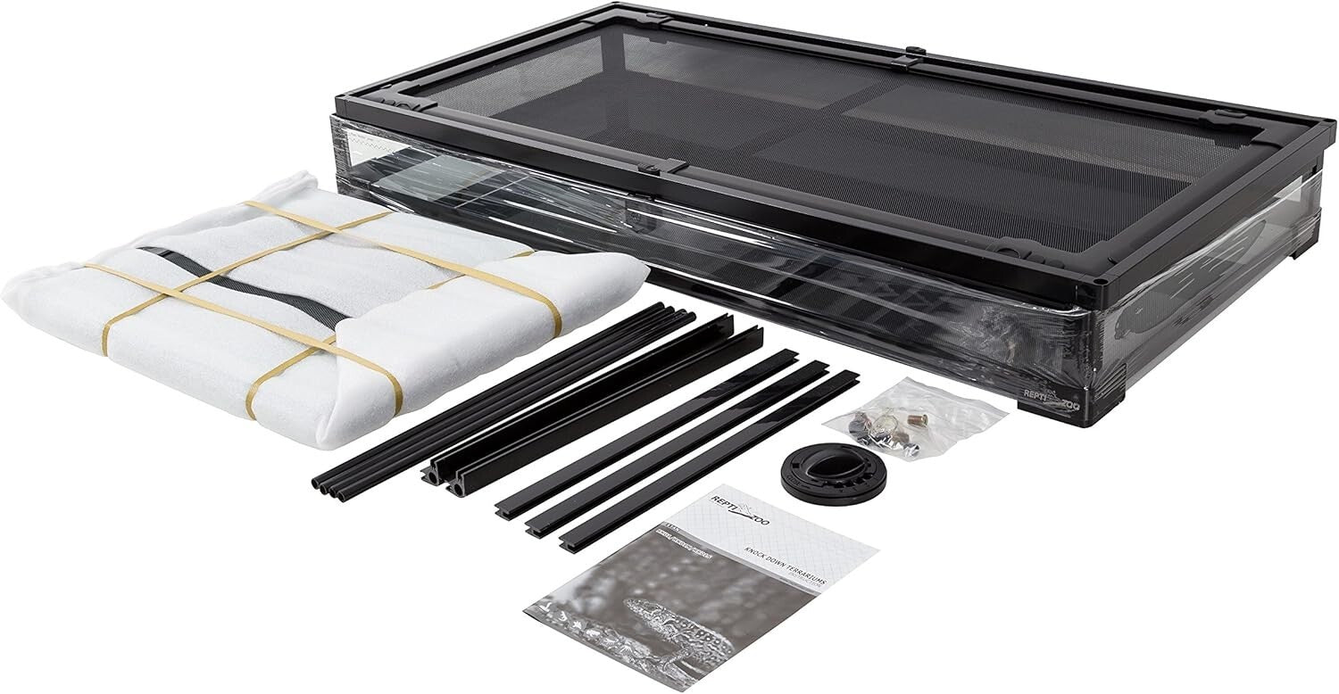 Easy-Access 50-Gallon Reptile Tank with Screen Ventilation & Double Door Design