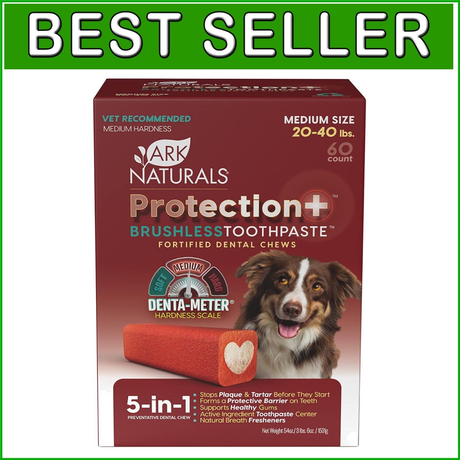 Natural Breath Freshening Dog Chews - Prevent Plaque for Medium Breeds, 54oz