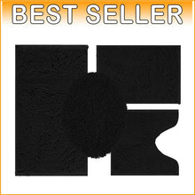 Load image into Gallery viewer, Luxurious 4-Piece Non-Slip Bath Rug Set - Ultra Plush Chenille Comfort in Black