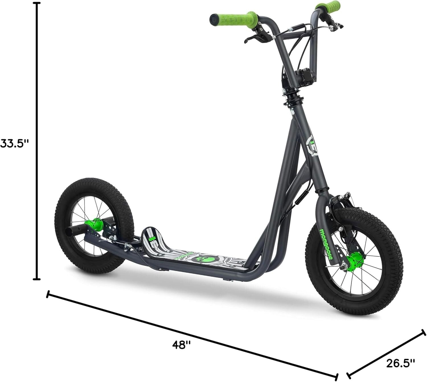 Youth Kick Scooter with 12-Inch Tires & Rear Axle Pegs - Fun Outdoor Ride