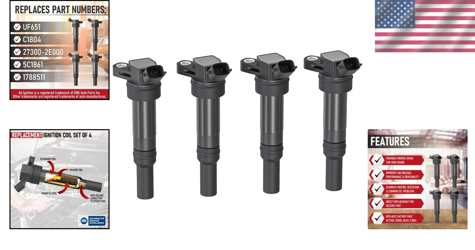 Replacement Ignition Coil Pack Set - Guaranteed Fit for Kia 1.4L to 2.4L Engines
