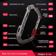 Load image into Gallery viewer, Premium Carabiner Keychain Clip with Auto-Lock and Bottle Opener Functionality