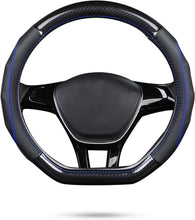 Load image into Gallery viewer, Elegant Black &amp; Blue D-Shape Steering Wheel Cover - Premium Carbon Fiber Design
