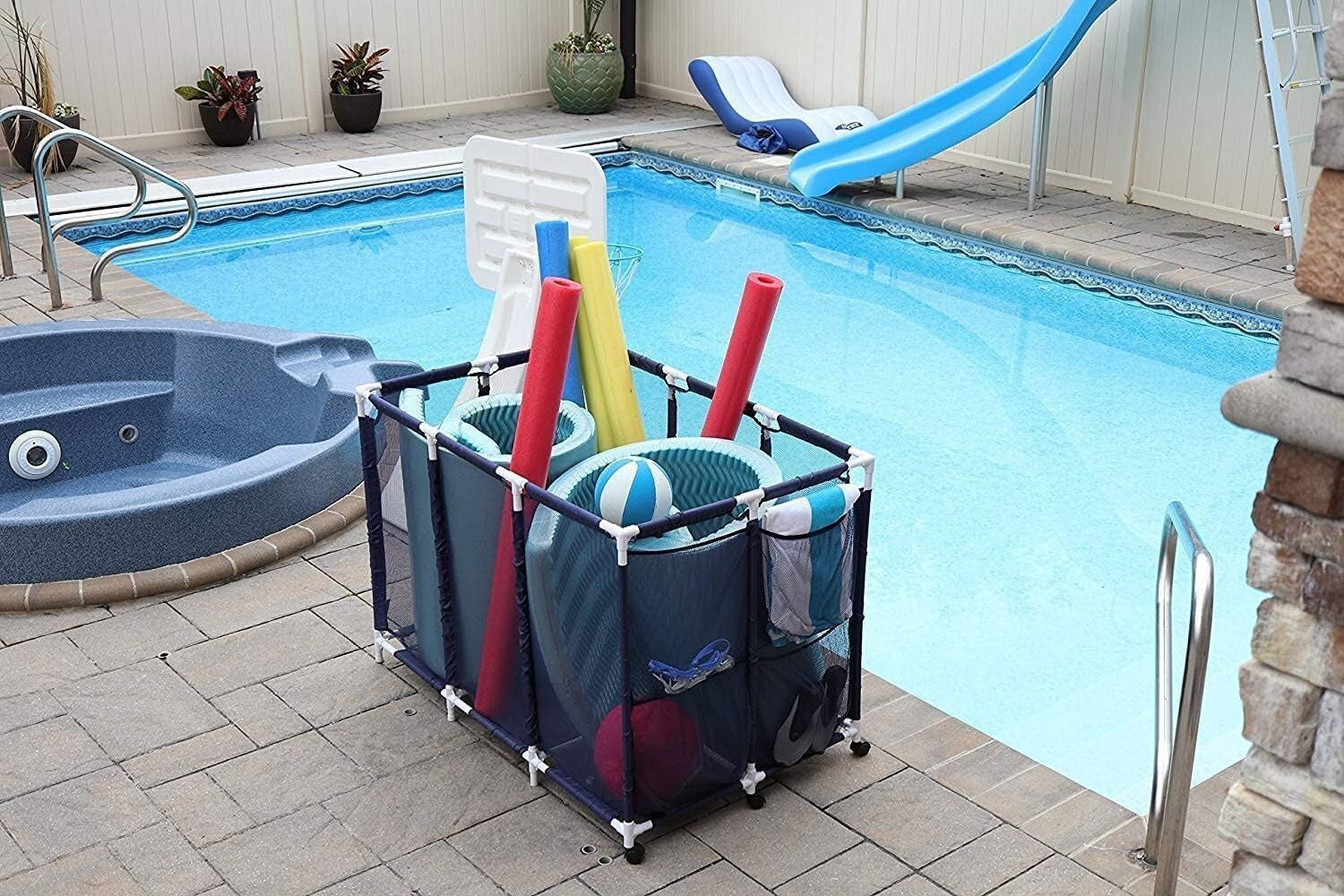 Portable XX-Large Pool Storage Bin with Quick Dry Mesh for Toys and Accessories