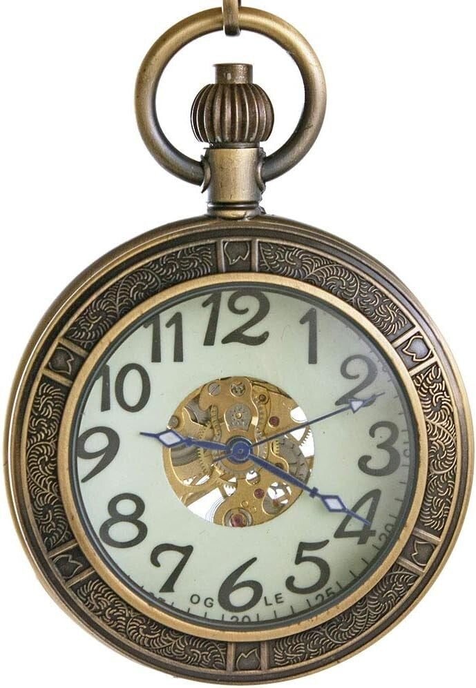 Elegant Silver Pocket Watch - Waterproof, Self-Winding & Luminous Dial - 48mm