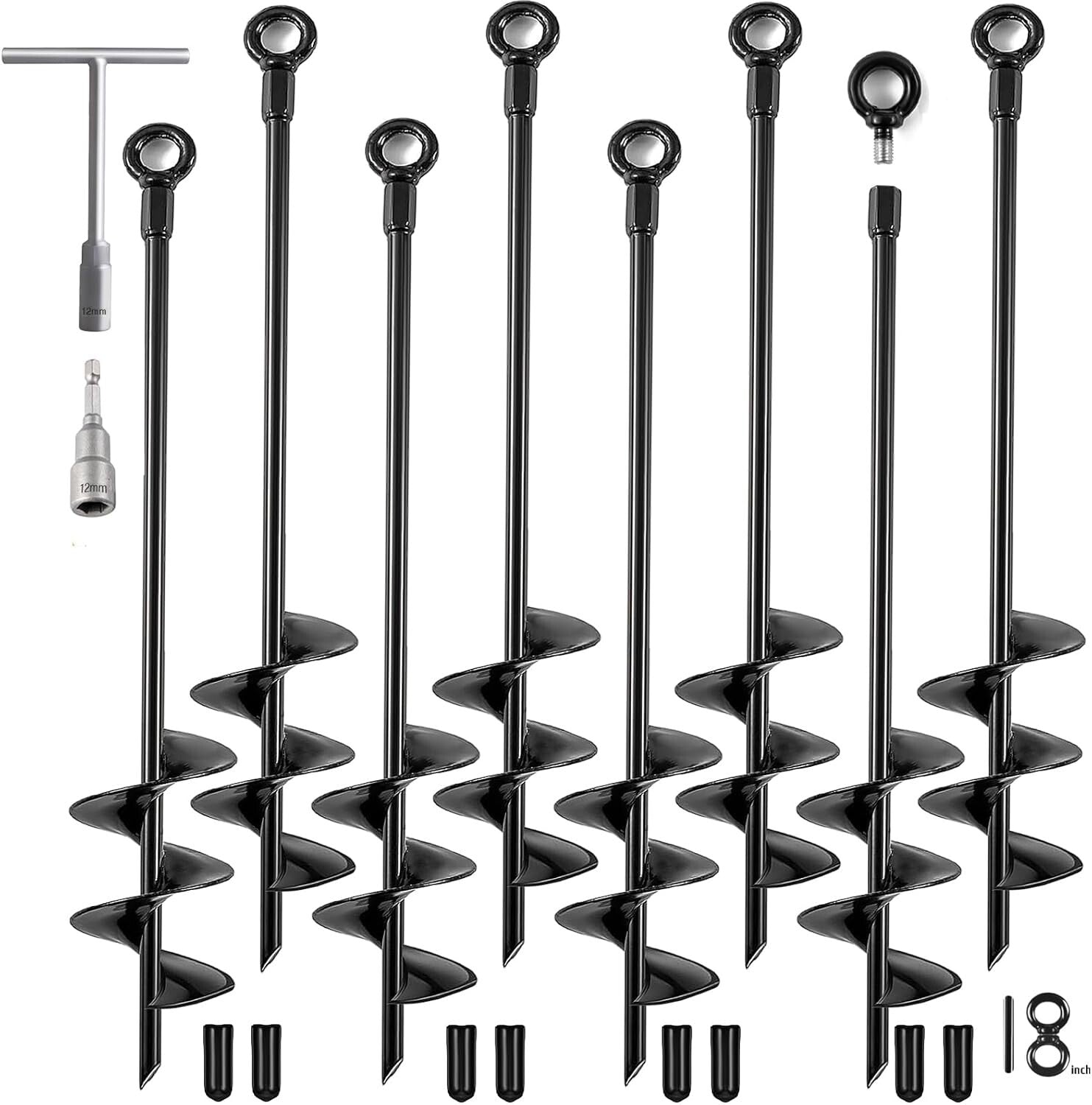 18-Inch Heavy-Duty Earth Anchor Kit - 8 Pack for Secure Outdoor Structures